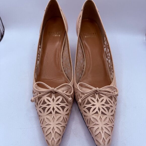 ✨ Stuart Weitzman “Kokomo” Mimosa Kid Leather Cutout Kitten Heels – Size 7.5 – - Picture 2 of 10